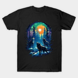 Arctic Waltz: Playful Wolf Pack T-Shirt